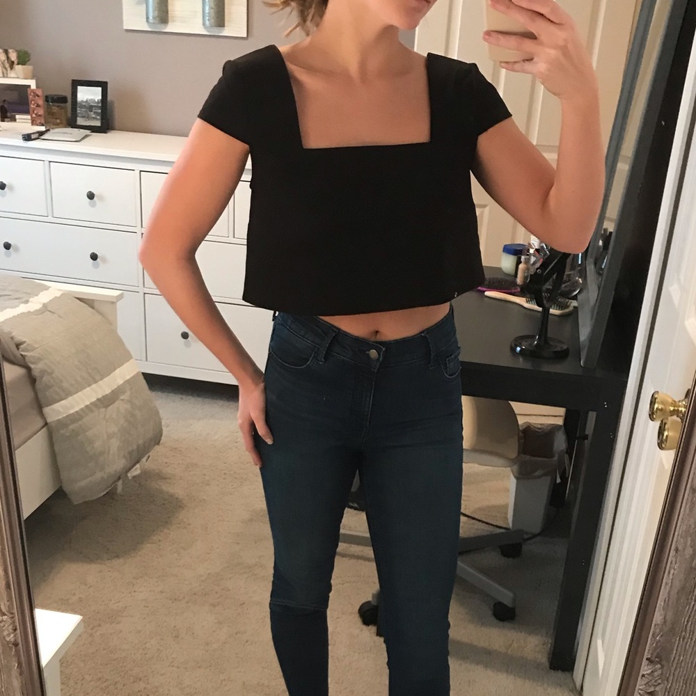 TOBI Black Crop Top Open Back